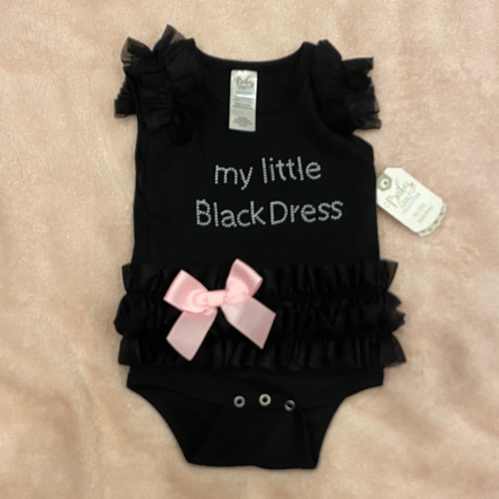 RuffleButts Black and Pink Baby One Piece